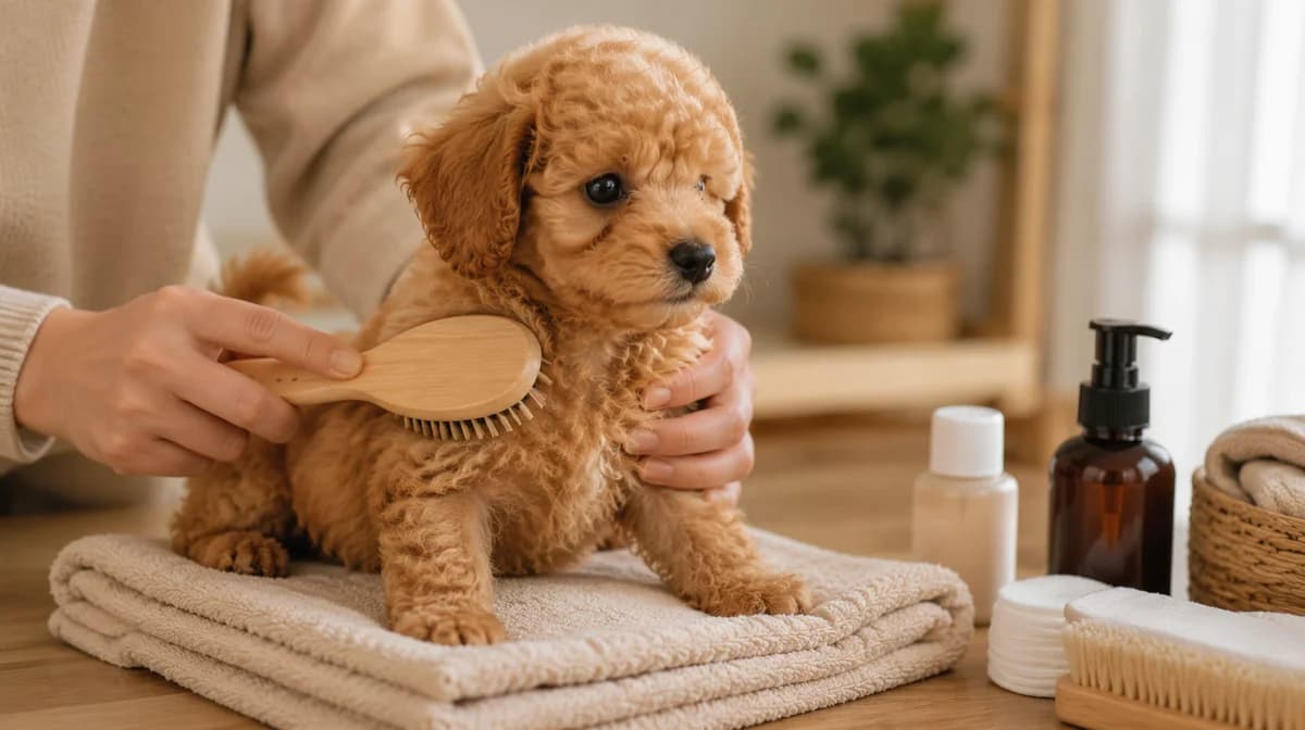 Veterinario revisando un cachorro