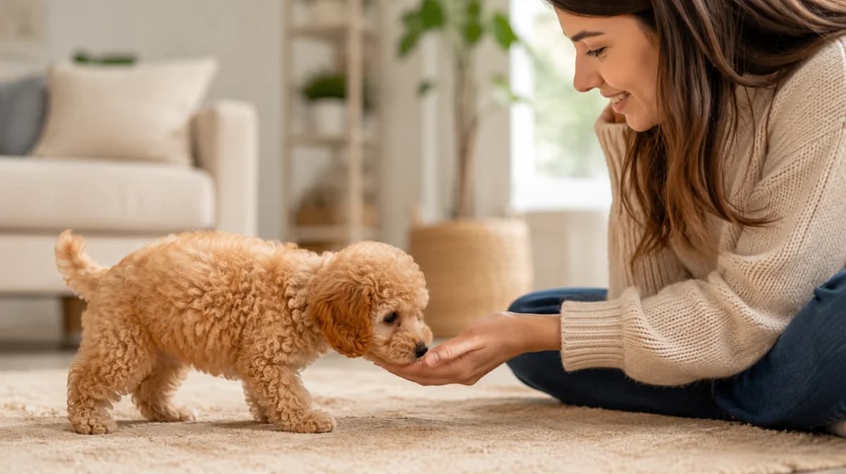 Cachorro interactuando con personas y otros perros